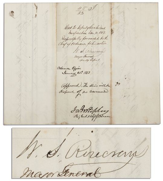 General William S. Rosecrans Civil War Document Signed, Dated Christmas Day of 1862 from Nashville