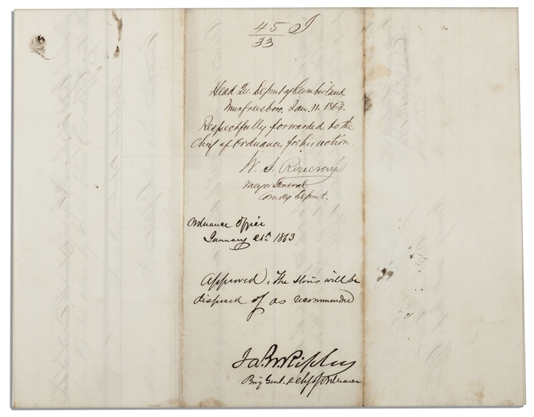 General William S. Rosecrans Civil War Document Signed, Dated Christmas Day of 1862 from Nashville
