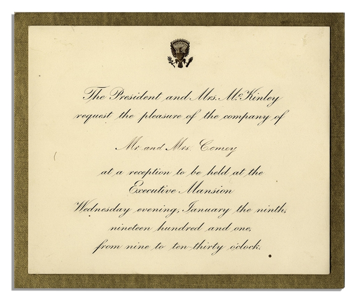Invitation to the McKinley White House From 1901, Less Than a Year Before His Assassination