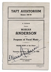 Legendary Vocalist Marian Anderson Program Signed