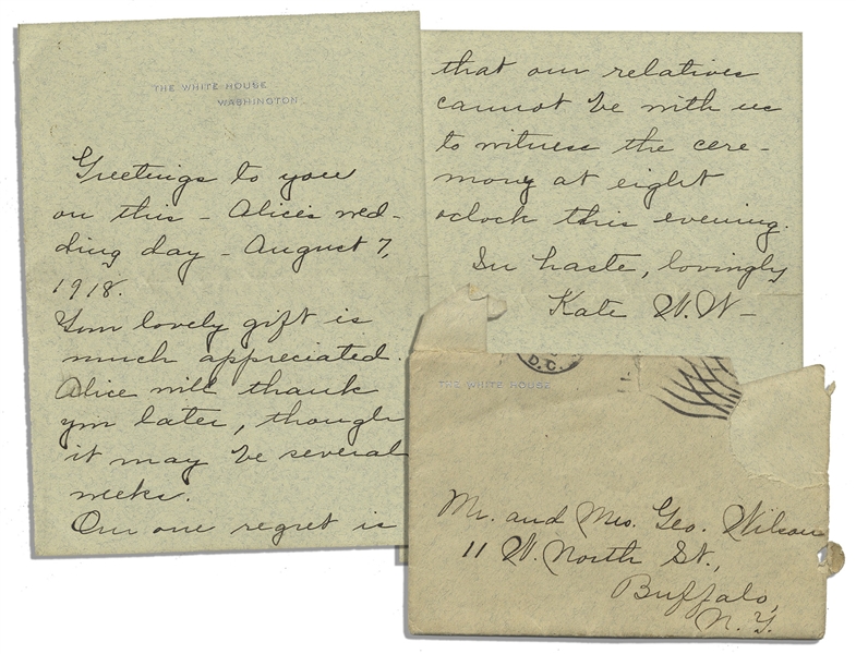 Lot of 6 Letters from Woodrow Wilson's Family -- During WWI: ''...at this dangerous time the White House is not a place for functions of any kind...''