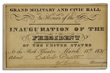 Ticket to Grand Military & Civic Ball From 1830 -- Ball Honored The Inauguration of Andrew Jackson One Year Earlier