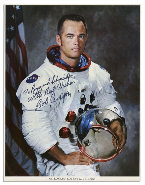 Bob Crippen Signed 8'' x 10'' NASA Photo -- Rarer Photo In His White Spacesuit