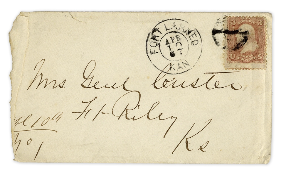 George Custer Envelope Made Out in His Hand to His Wife -- ''Mrs. Genl Custer''