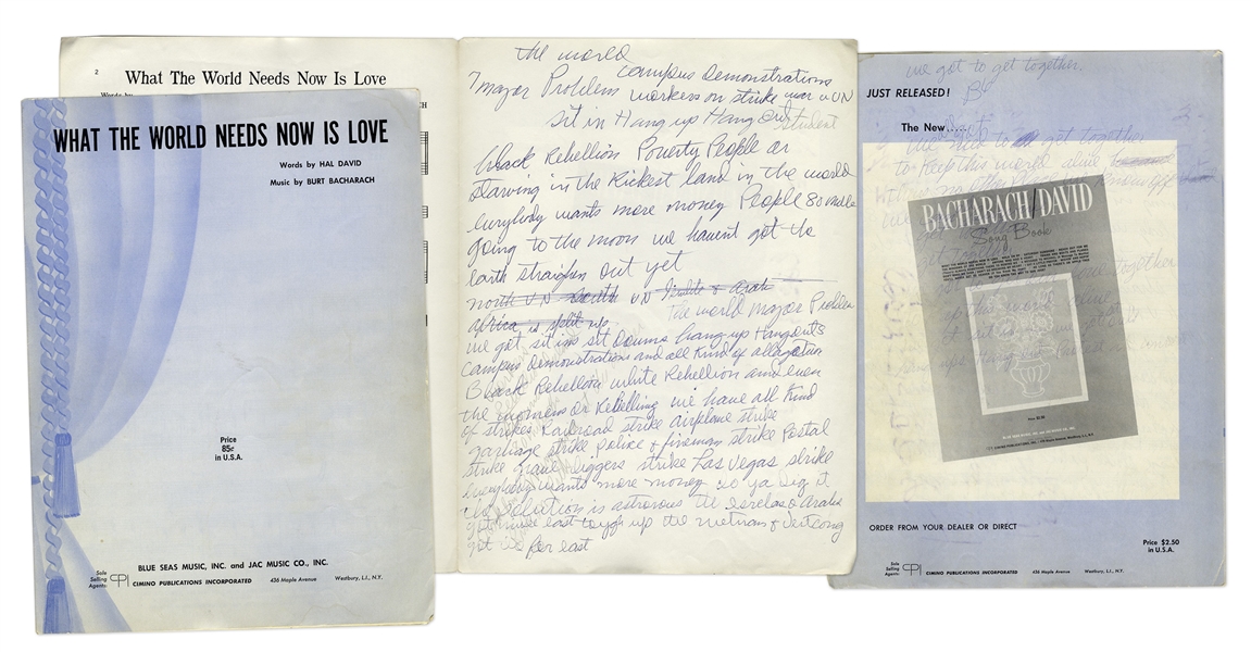 Louis Jordan's Handwritten Notes on Race & Politics, Likely Draft Lyrics to a Song -- ''Black Rebellion White Rebellion and even the Women ar Rebelling''