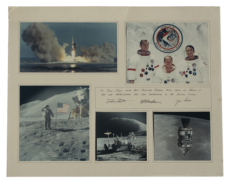 Apollo 15 Photo Montage Signed by Crew -- David Scott, Alfred Worden & James Irwin