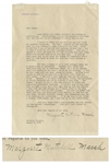 Margaret Mitchell Letter Signed Regarding Her Fame Following Gone With the Wind -- ...The reason I am laid up now is from the pressure of crowds and completely unexpected limelight...