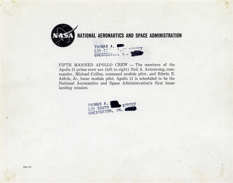 Apollo 11 Crew-Signed 10'' x 8'' Photo -- Neil Armstrong, Michael Collins & Buzz Aldrin -- Uninscribed