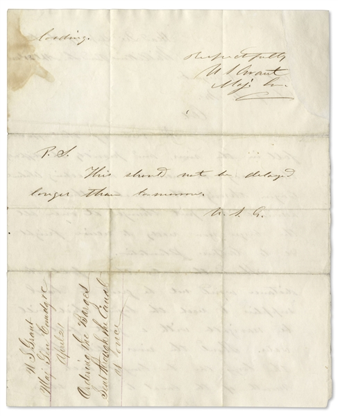 Ulysses S. Grant Autograph Letter Twice-Signed From 1863 -- Grant Orders Barges to Be Sent Through Canal at the Height of the Civil War