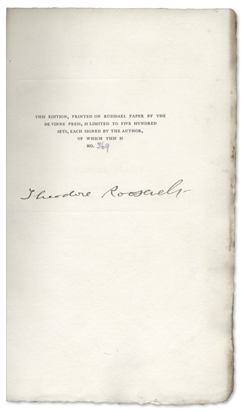 Theodore Roosevelt Signed First Edition of ''African Game Trails''