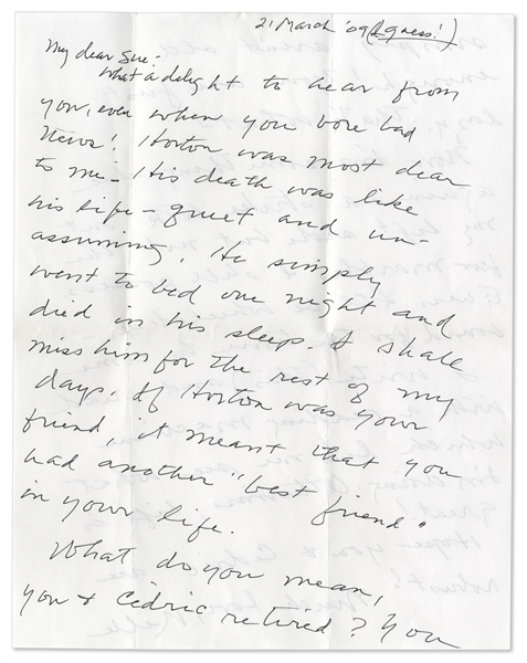 2 Harper Lee Autograph Letters Signed, Discussing ''To Kill a Mockingbird'' Screenwriter --  ''...Horton was most dear to me. His death was like his life-- quiet and unassuming...''