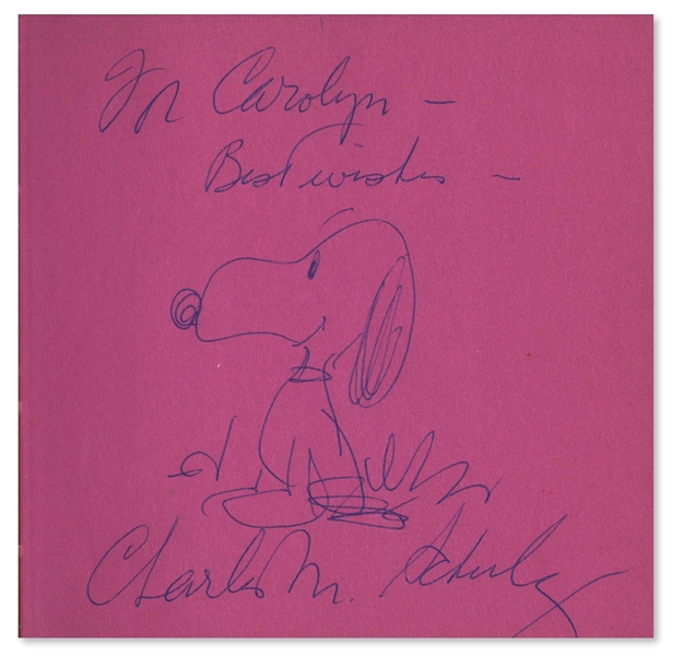 Charles Schulz Original Drawing of Snoopy -- Drawn Inside His Classic ''Happiness Is a Warm Puppy''
