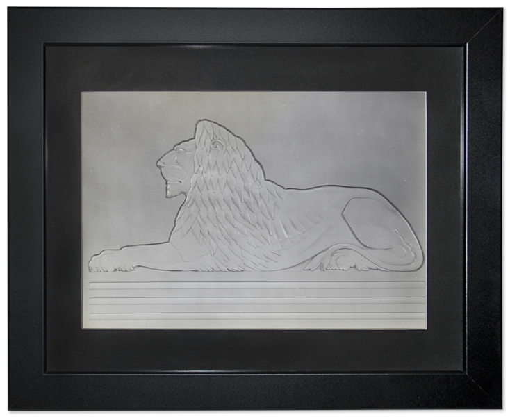 MGM Glass Lion Title Plate -- Framed Display with Light-Up Power Supply -- Fantastic Piece of Old Hollywood History