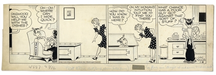 Chic Young Hand-Drawn Blondie Comic Strip From 1945 Titled Impossible to Him