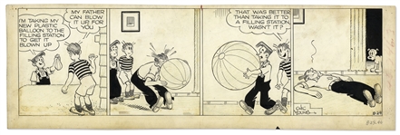 Chic Young Hand-Drawn Blondie Comic Strip From 1946 Featuring Dagwood & Alexander -- Titled, Deflated