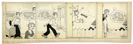 Chic Young Hand-Drawn Blondie Comic Strip From 1949 Titled Ump in a Slump