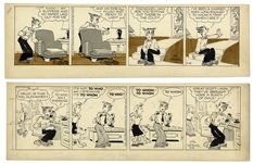 2 Chic Young Hand-Drawn Blondie Comic Strips From 1954 and 1955