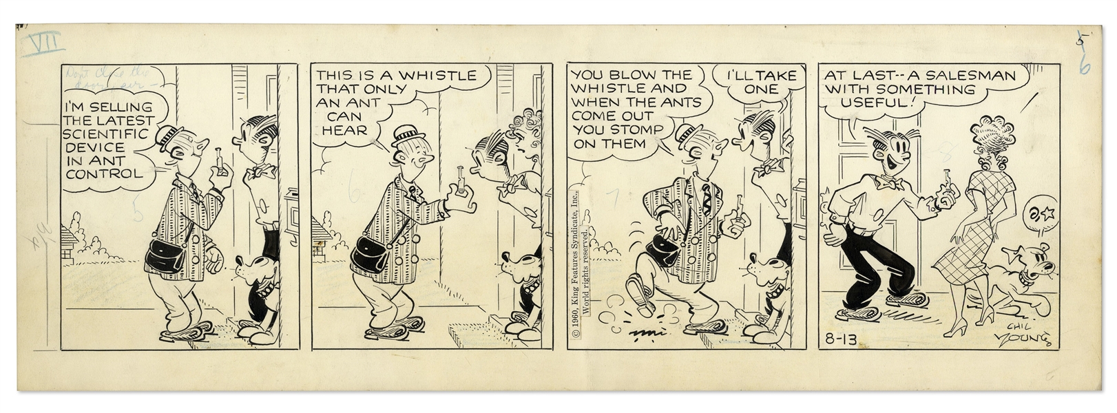 2 Chic Young Hand-Drawn ''Blondie'' Comic Strips From 1960