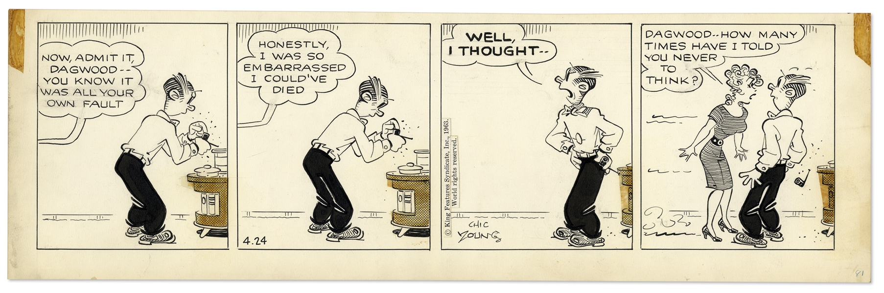 2 Chic Young Hand-Drawn ''Blondie'' Comic Strips From 1963