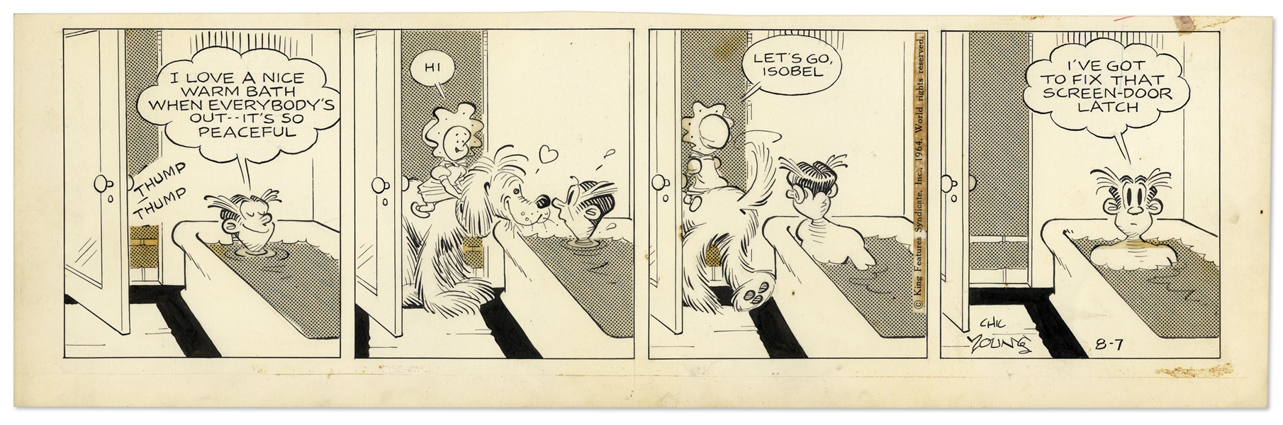 2 Chic Young Hand-Drawn ''Blondie'' Comic Strips From 1964