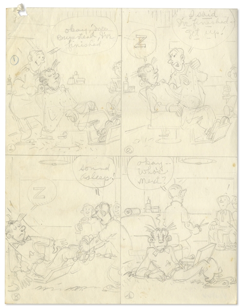 2 Chic Young Hand-Drawn ''Blondie'' Comic Strips From 1966 -- With Chic Young's Original Artwork for One