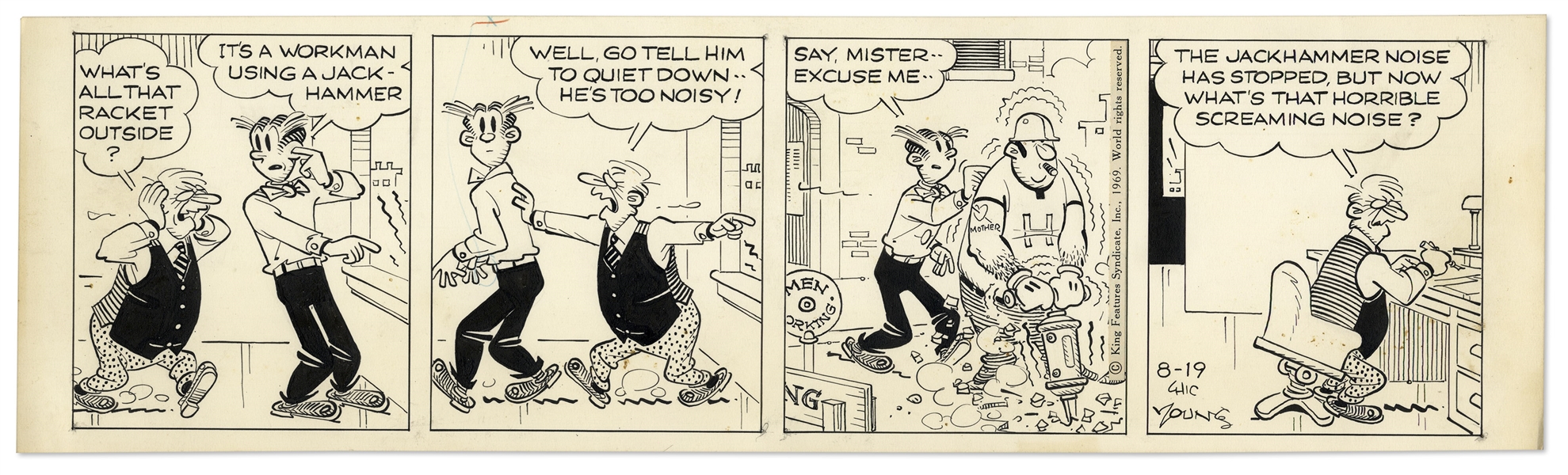 2 Chic Young Hand-Drawn ''Blondie'' Comic Strips From 1969