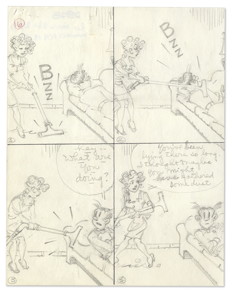 2 Chic Young Hand-Drawn ''Blondie'' Comic Strips From 1971 -- With Chic Young's Original Artwork for Both