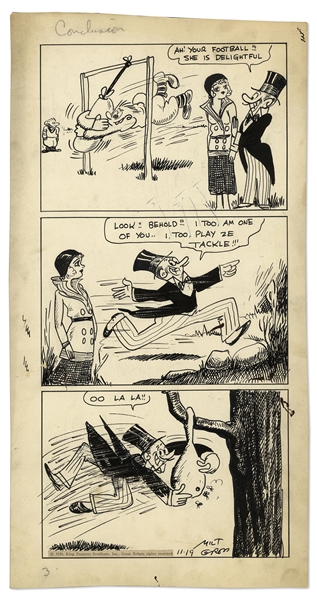 ''Draw Your Own Conclusion'' Comic Strip by Milt Gross From 1930 -- With American Football as the Subject