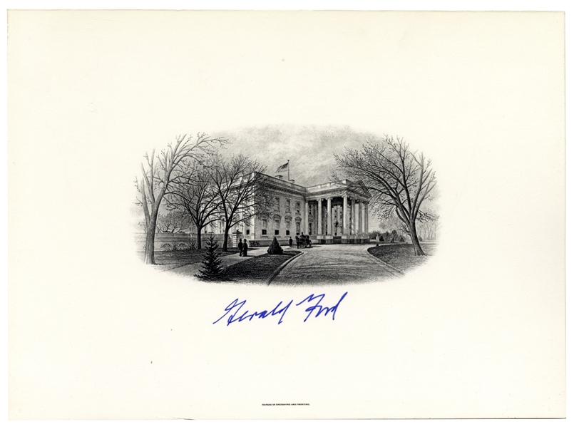 Gerald Ford Signed Engraving of the White House