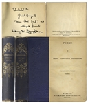 Henry Longfellow Signed Copy of Longfellows Poems -- Inscribed to Josiah Quincy III, President of Harvard University