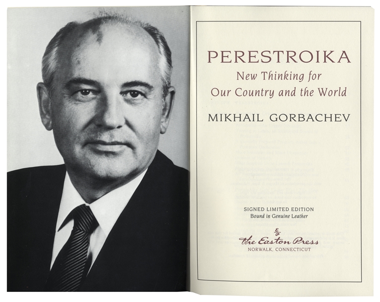 Mikhail Gorbachev Easton Press Signed Copy of His Book ''Perestroika'' -- Fine Condition