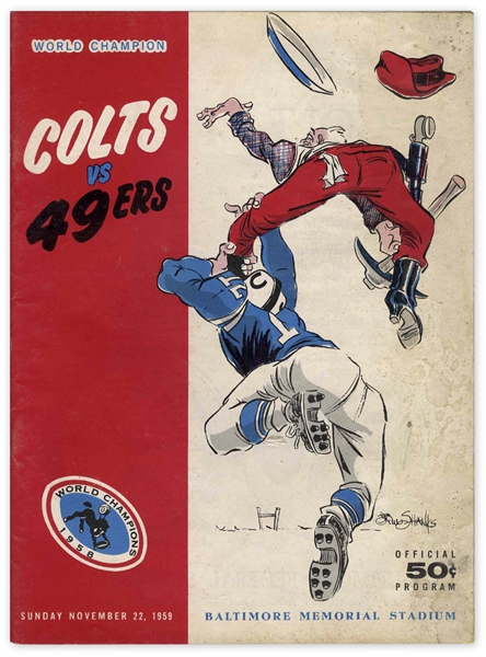 Baltimore Colts vs. San Francisco 49ers Program -- 22 November 1959 -- Baltimore Memorial Stadium -- Very Good Condition