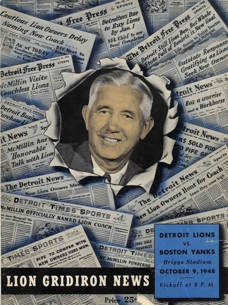 Detroit Lions vs. Boston Yanks Program -- 9 October 1948, Briggs Stadium
