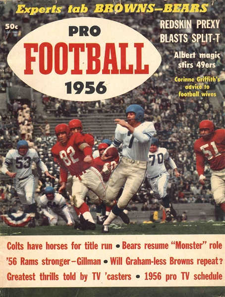 1956 ''Pro Football'' Magazine -- 96pp. With Articles on Giants, Colts, Rams, Eagles, Steelers & More -- Very Good Condition