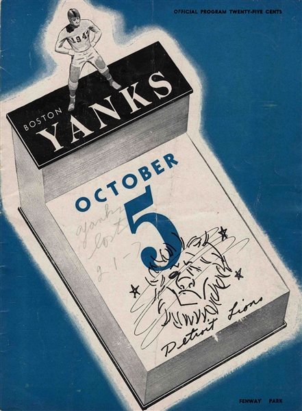 Detroit Lions vs. Boston Yanks -- 5 October 1947, Fenway Park