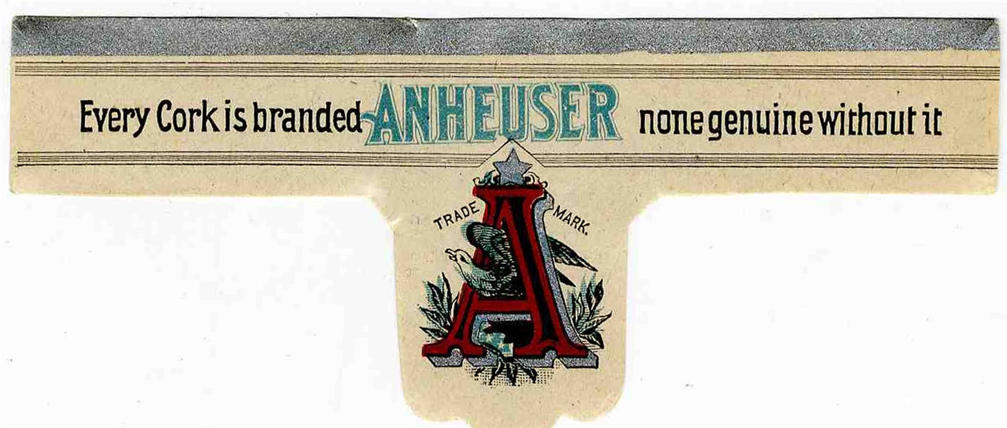 Anheuser-Busch St. Louis Exquisite Neck Label -- Brewed From 1893-1904 -- Near Fine Condition