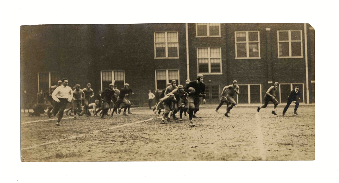 1916 Evansville, Indiana High School Football Action Photograph -- 13'' x 6'' -- Mild Edge Wear & Sunning, Very Good