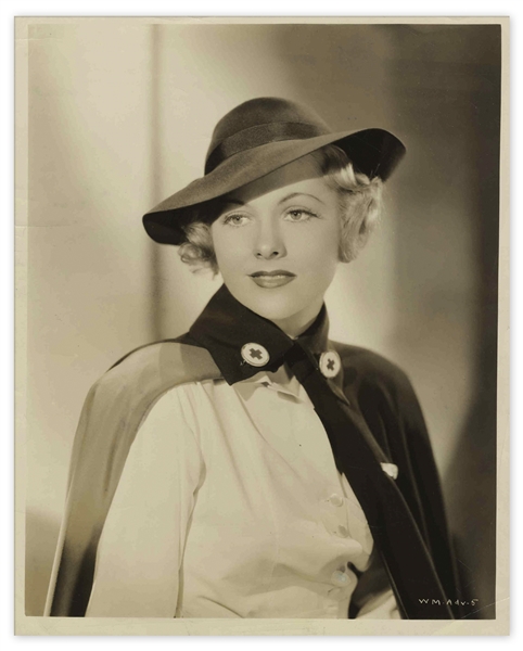 1936 Joan Fontaine Photo for ''The Man Who Sold Himself'' -- Verso Stamped by Ernest A. Bachrach -- 8'' x 10'' -- Creasing, Very Good