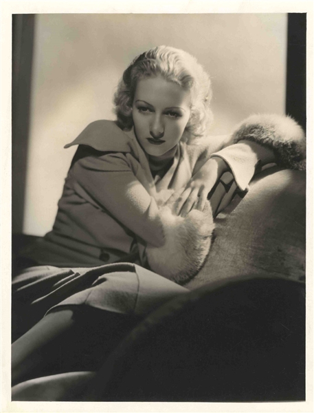 Double-Weight MGM Image of Karen Morley by George Hurrell's Studio -- Verso Stamped by Hurrell -- 10'' x 13'' -- Near Fine