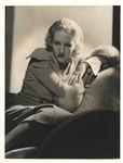 Double-Weight MGM Image of Karen Morley by George Hurrells Studio -- Verso Stamped by Hurrell -- 10 x 13 -- Near Fine