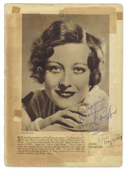 Joan Crawford Signed Magazine Photo