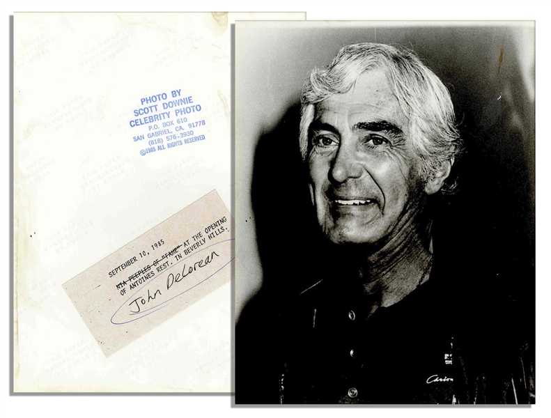 Unpublished Photo of John DeLorean in 1985 as a Free Man -- 7'' x 9'' Glossy -- With Backmark by Photographer Steve Granitz -- Very Good