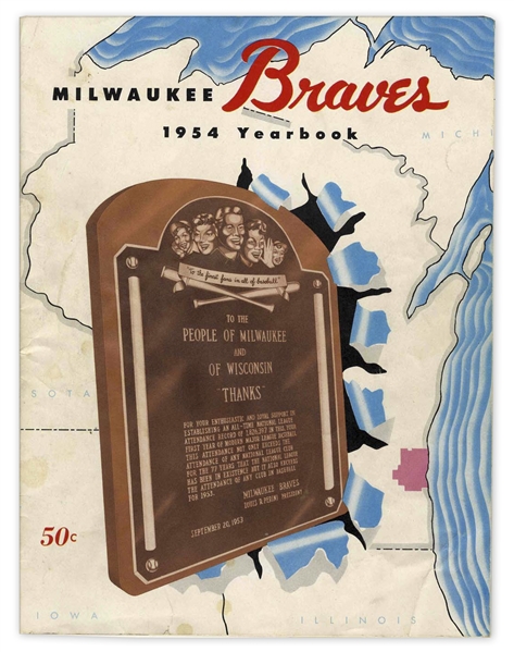 Milwaukee Braves 1954 Yearbook -- Light Creasing and Wear; Overall Very Good With All Pages Intact & No Interior Writing