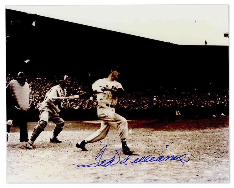 Ted Williams Glossy 10'' x 8'' Signed Photo -- Near Fine