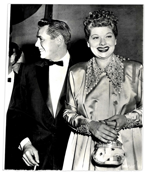 1953 Press Photo of Lucille Ball & Desi Arnaz -- at Emmy's After Birth of Little Ricky -- 7'' x 8.5'' Glossy in Very Good Condition