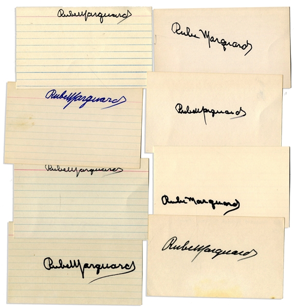 New York Giants HOFer Rube Marquard Signed Lot of 8 Index Cards