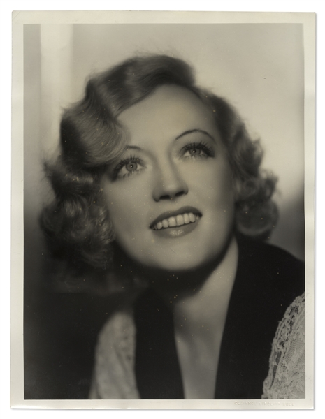 Marion Davies 10'' x 13'' Doubleweight Photo -- 1930s MGM Studio Photo -- With Noted Photographer, Clarence Sinclair Bull Backstamp -- Light Spotting, Else Very Good