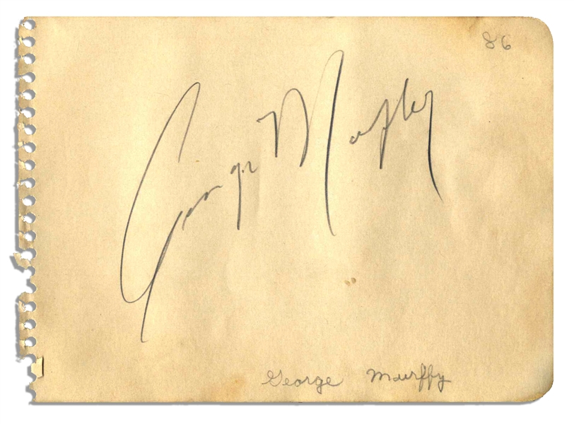 Actor & U.S. Senator George Murphy Signature -- in Pencil on 5.75'' x 4.25'' Album Page -- Very Good Condition