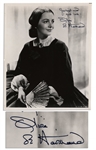 Olivia de Havilland 8 x 10 Signed Glossy Photo as Melanie -- Greetings and good luck / Olivia de Havilland -- Very Good