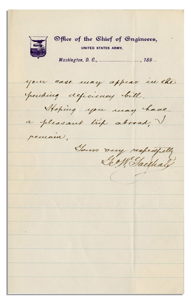 George W. Goethals Autograph Letter Signed -- Goethals Is Widely Admired for His Supervision of the Panama Canal Construction